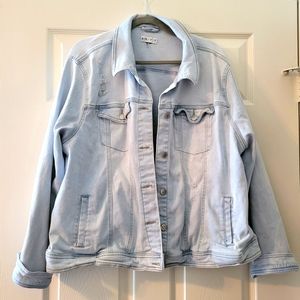 3X Ava & Viv Button Down Jean Jacket - Light Blue Denim